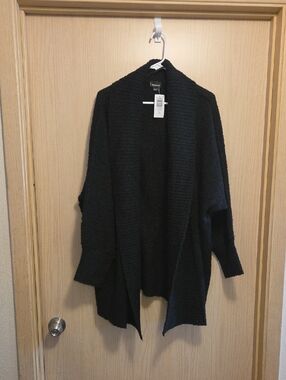 torrid Black Open-Front Chunky Knit Cardigan